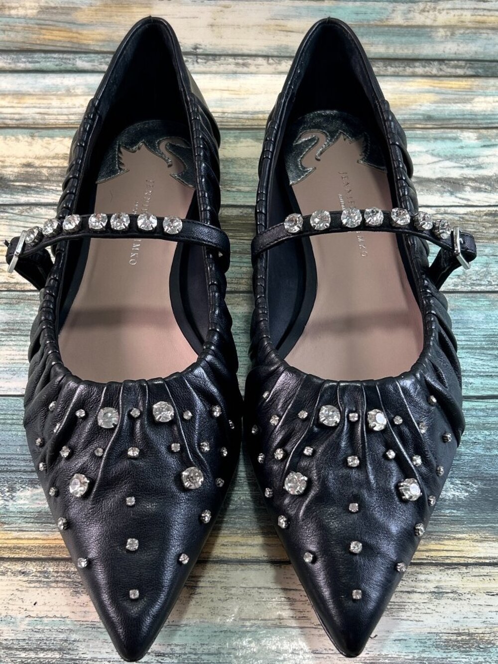Jennifer Sumko x Antoni Melani Mary Jane Flat Womens 10M Black All Leather Shoes